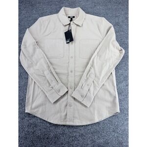 Paige Mens Long Sleeve Button Down Shirt Oatmeal Beige Brushed Size S NEW